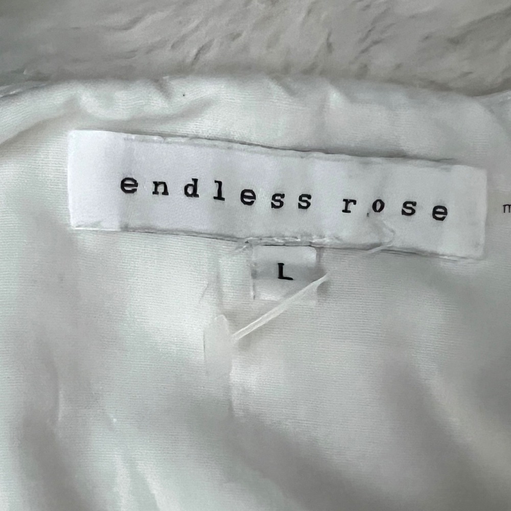 Endless Rose Anthropologie White Ruffle Sleeve Dress Trim V-Neck Garden Party L - Picture 4 of 13